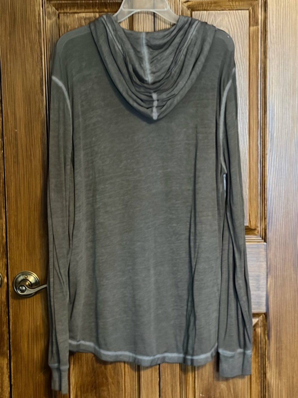 Lucky Brand Venice Burnout Lightweight Hooded Long-Sleeve Shirt - Charcoal Gray - Picture 2 of 8